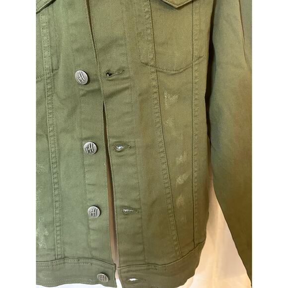 Olive Utility Denim Jacket Rugged Casual Layer Gift Ready Men’s L - Picture 5 of 8